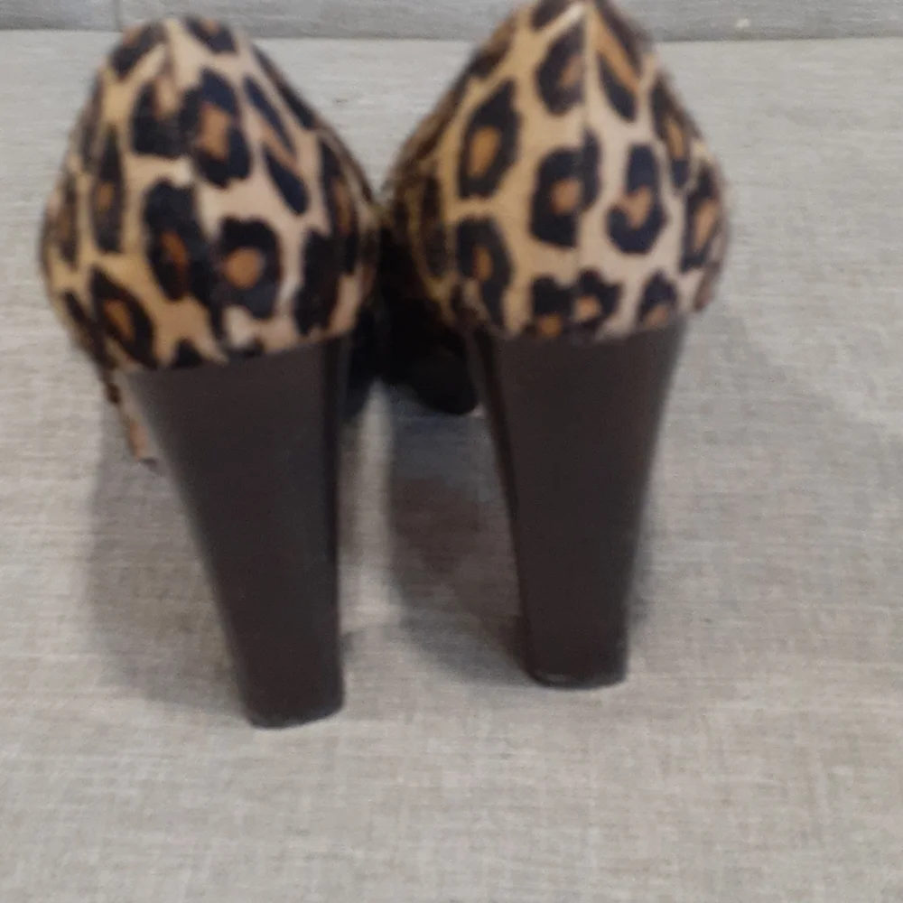 Micheal Michael Kors leopard open toe slipon  heel shoe size 7.5M - Picture 5 of 12